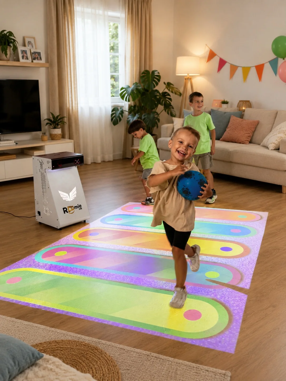 Kindergeburtstag in Hamburg mit Wunderplay Bodenprojektion und Ballspiel